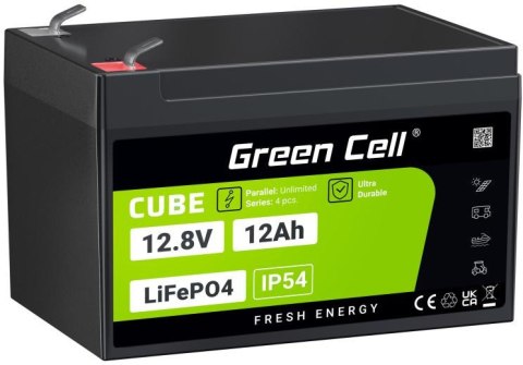 AKUMULATOR LITOWO-ŻELAZOWO-FOSFORANOWY LiFePO4 Green Cell Cube 12.8V 12Ah LFPGC12V12AH AKUMULATOR LITOWO-ŻELAZOWO-FOSFORANOWY LiFePO4 Green Cell Cube 12.8V 12Ah LFPGC12V12AH