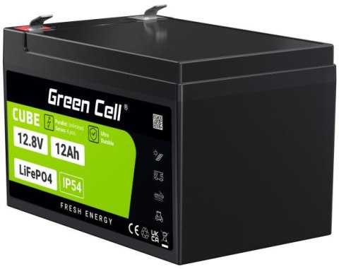 AKUMULATOR LITOWO-ŻELAZOWO-FOSFORANOWY LiFePO4 Green Cell Cube 12.8V 12Ah LFPGC12V12AH AKUMULATOR LITOWO-ŻELAZOWO-FOSFORANOWY LiFePO4 Green Cell Cube 12.8V 12Ah LFPGC12V12AH