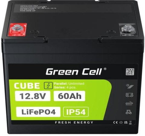 AKUMULATOR LITOWO-ŻELAZOWO-FOSFORANOWY LiFePO4 Green Cell Cube 12.8V 60Ah LFPGC12V60AH AKUMULATOR LITOWO-ŻELAZOWO-FOSFORANOWY LiFePO4 Green Cell Cube 12.8V 60Ah LFPGC12V60AH