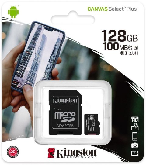 Karta pamięci microSD Kingston Canvas Select Plus microSDXC C10 UHS-I 128GB Karta pamięci microSD Kingston Canvas Select Plus microSDXC C10 UHS-I 128GB